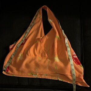 Vibrant Orange Floral Crop Top